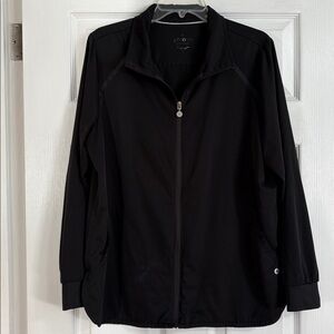 Beyond Scrubs Black Warm-Up Jacket Size Large Zip Front Medical Uniform